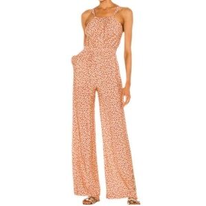 Jonathan Simkhai NWT Serenity Brown Textured Dot Jumpsuit XS Revolve Resortwear